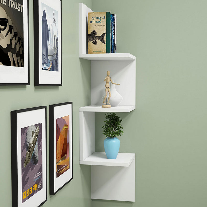 Corner wall shelf Insta white 25x25x105,5cm