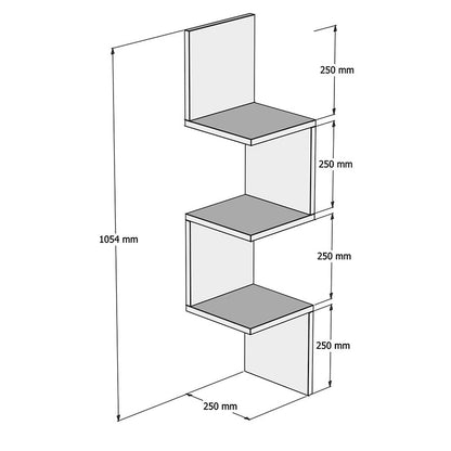 Corner wall shelf Insta white 25x25x105,5cm