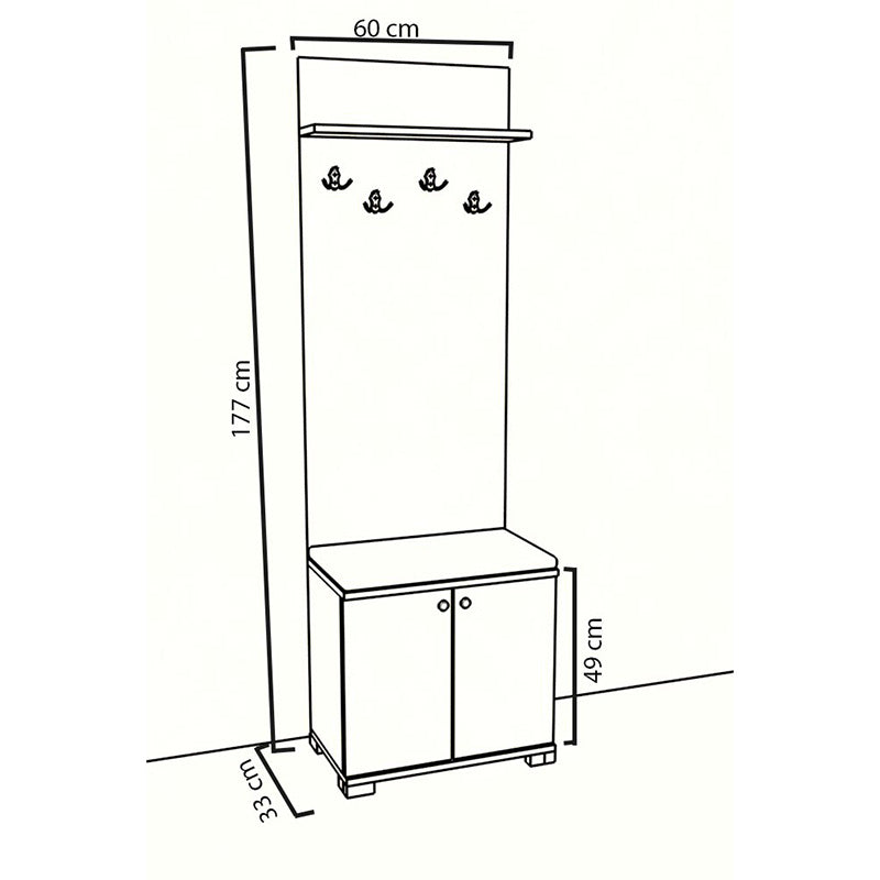 Entrance furniture Echo pakoworld white 60x33x177cm