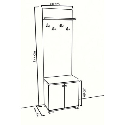 Entrance furniture Echo pakoworld white 60x33x177cm