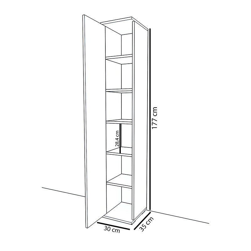 Cabinet Juan white 30x35x177cm