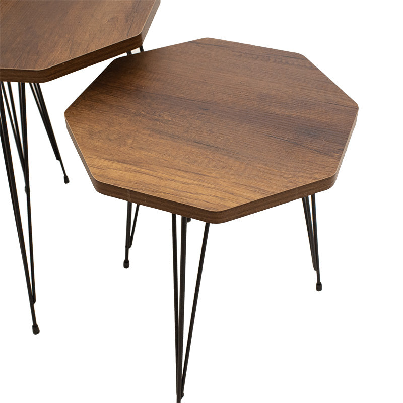 Side tables set 3pcs Matias pakoworld walnut-black