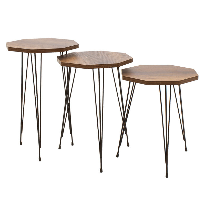 Side tables set 3pcs Matias pakoworld walnut-black