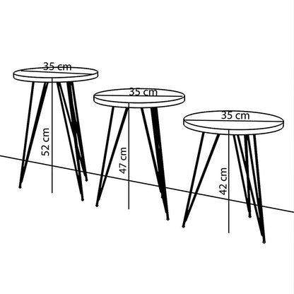 Side tables set 3pcs Merci pakoworld in natural-black color