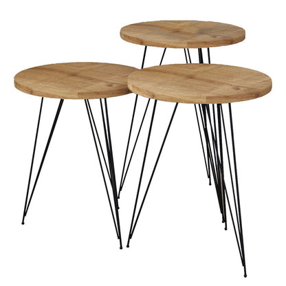 Side tables set 3pcs Merci pakoworld in natural-black color