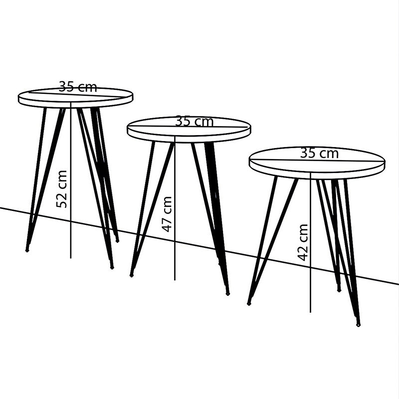 Side tables set 3pcs Merci pakoworld in marble imitation white-grey black color