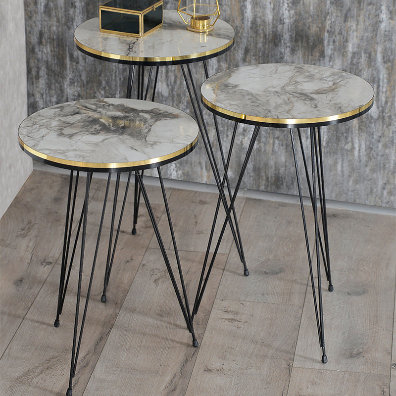 Side tables Sebastian pakoworld set of 3 white grey marble-black