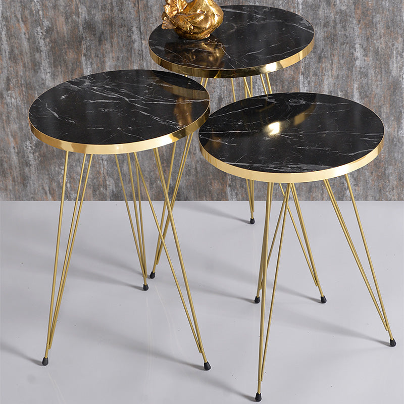 Side tables Sebastian pakoworld set of 3 pieces black marble-golden