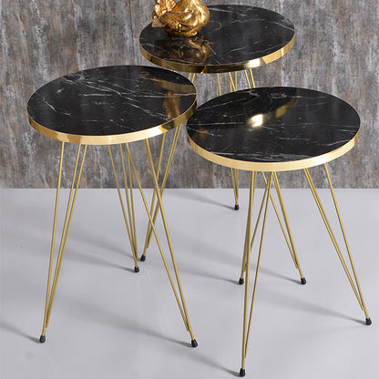 Side tables Sebastian pakoworld set of 3 pieces black marble-golden