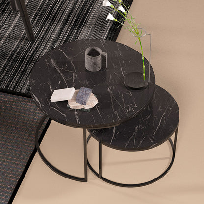 Coffee tables October pakoworld set of 2 black marble-black