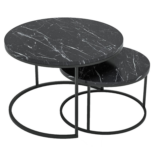 Coffee tables October pakoworld set of 2 black marble-black