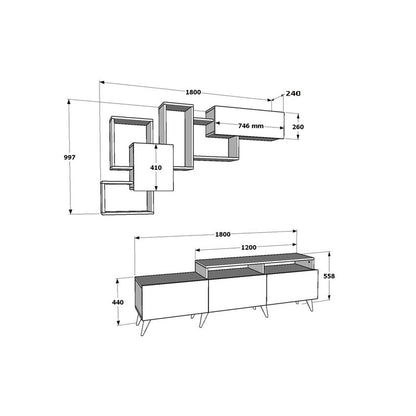 Tv Unit Aticus pakoworld natural-white 180x37x156cm