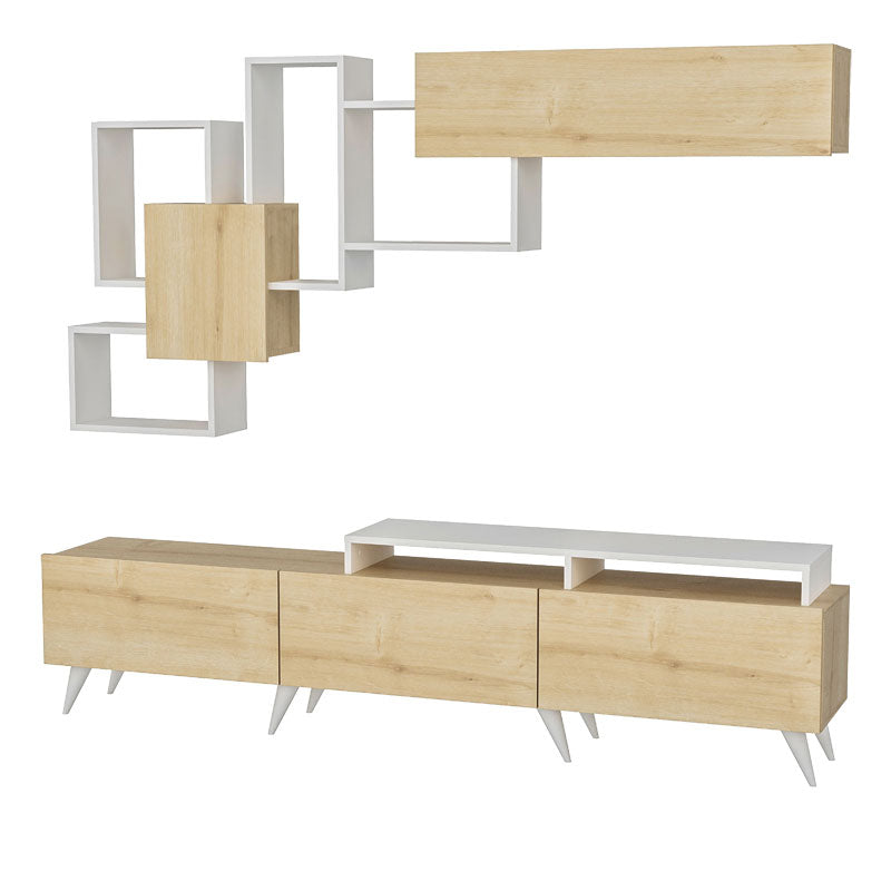 Tv Unit Aticus pakoworld natural-white 180x37x156cm