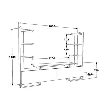 Tv Unit Aticus pakoworld walnut-black 180x37x156cm