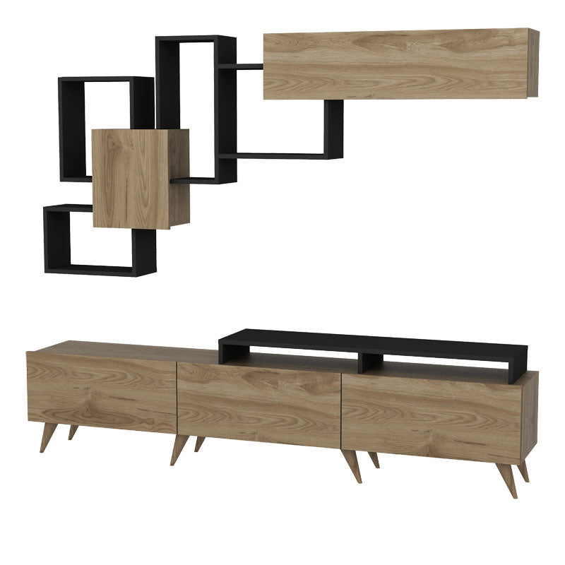 Tv Unit Aticus pakoworld walnut-black 180x37x156cm