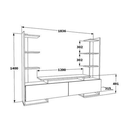 Tv Unit Clarry pakoworld white-natural 183.6x31.5x140cm