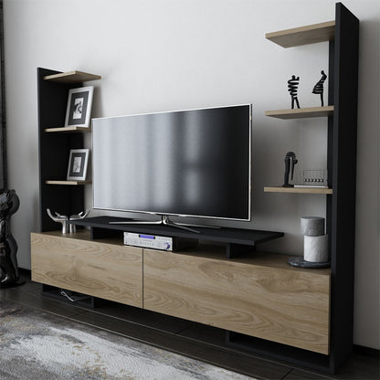 Tv Unit Clarry pakoworld walnut-black 183.6x31.5x140cm