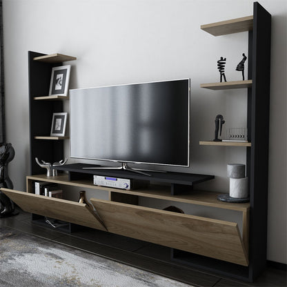 Tv Unit Clarry pakoworld walnut-black 183.6x31.5x140cm