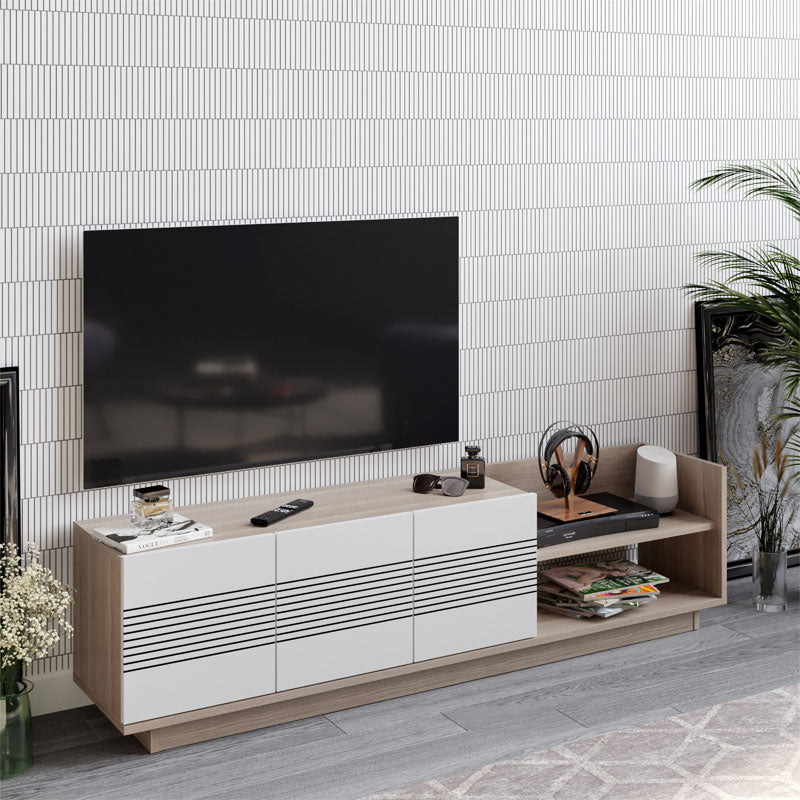 Tv stand Yubo pakoworld white-natural 167.6x35x43cm