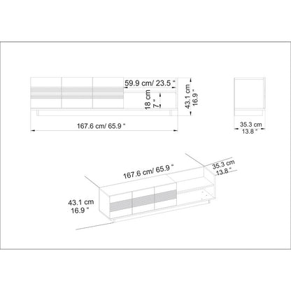 Tv stand Yubo pakoworld walnut 167.6x35x43cm