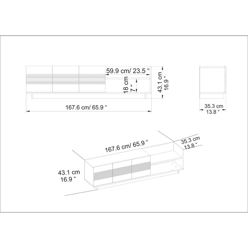 Tv stand Yubo pakoworld walnut 167.6x35x43cm