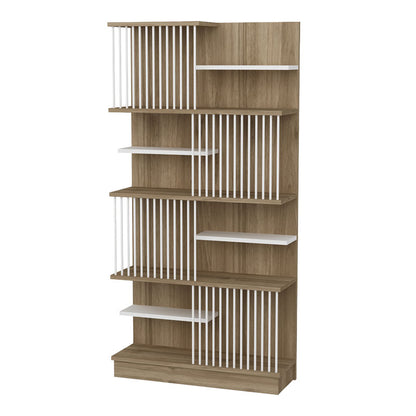 Bookcase Gassim pakoworld sonoma-white 80x26.4x160cm