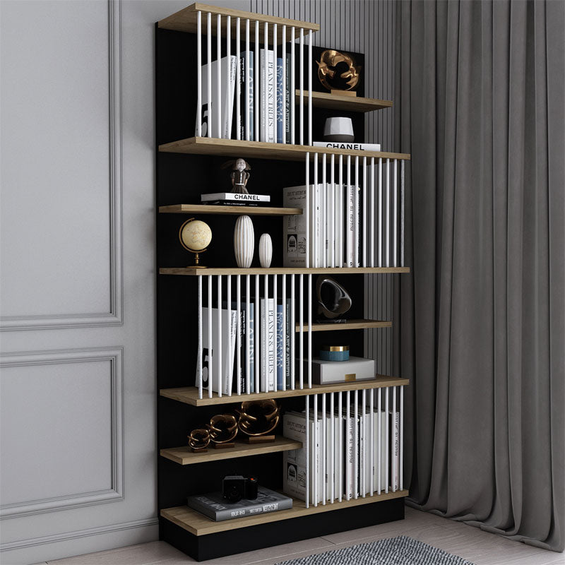 Bookcase Gassim pakoworld black-walnut-white 80x26.4x160cm