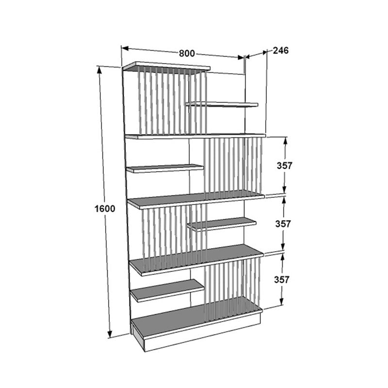 Bookcase Gassim pakoworld black-walnut-white 80x26.4x160cm