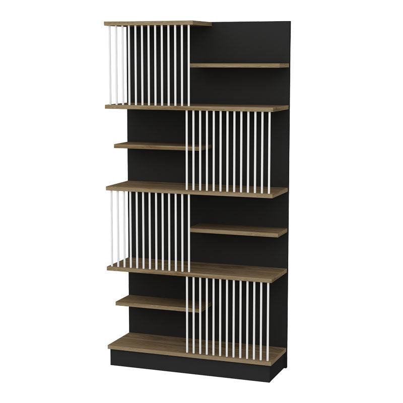 Bookcase Gassim pakoworld black-walnut-white 80x26.4x160cm