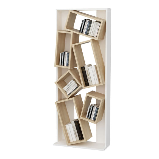 Bookcase Jamey pakoworld natural-white 60x24x153,6cm