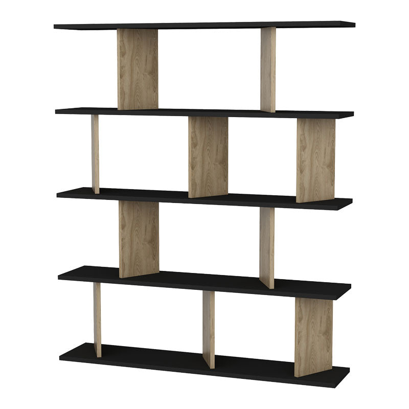 Bookcase Ratu pakoworld sonoma-black 120x24.6x141cm