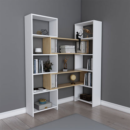 Extendable bookcase Thorin pakoworld white-natural 163.5x22x150cm