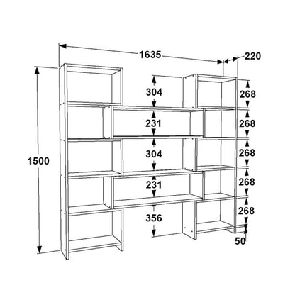 Extendable bookcase Thorin pakoworld white-natural 163.5x22x150cm