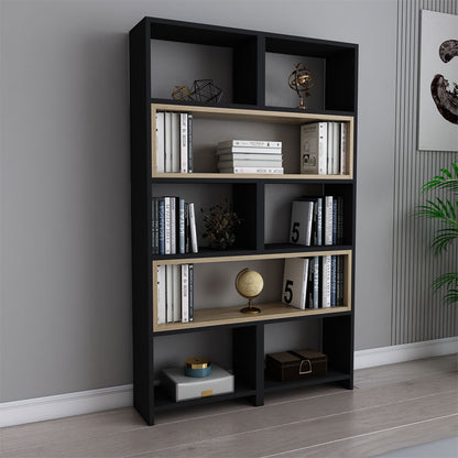 Extendable bookcase Thorin pakoworld black-natural 163.5x22x150cm