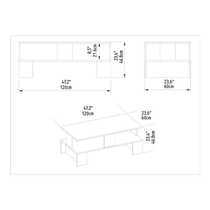 Coffee table Olly pakoworld white 120x60x47cm