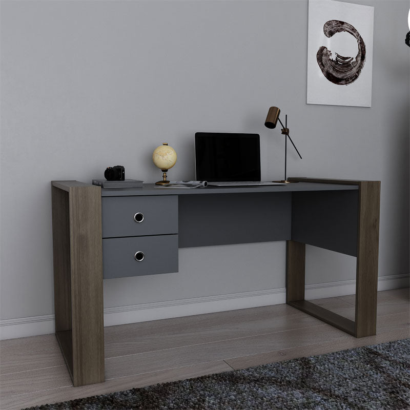 Work desk Astin pakoworld melamine grey-walnut 138x60x72cm