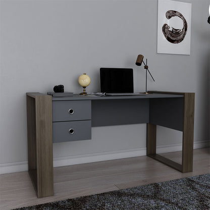 Work desk Astin pakoworld melamine grey-walnut 138x60x72cm