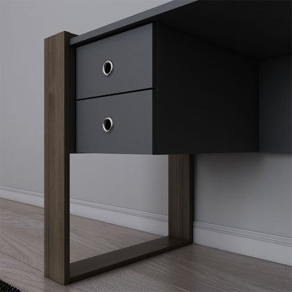 Work desk Astin pakoworld melamine grey-walnut 138x60x72cm