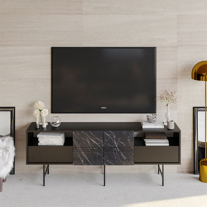 Buffet Kevan pakoworld marble black-black leg 180x35x65cm