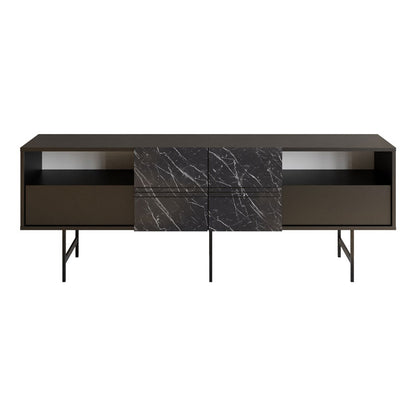 Buffet Kevan pakoworld marble black-black leg 180x35x65cm