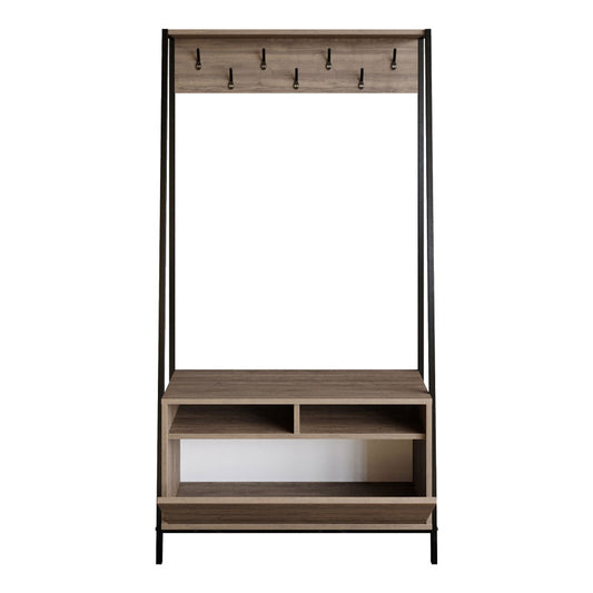 Entrance furniture Foxtel pakoworld walnut-black 94x35x180cm