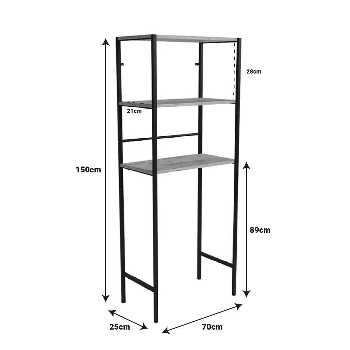Laundry cabinet Zermin pakoworld metal-melamine natural-black 70x25x150cm