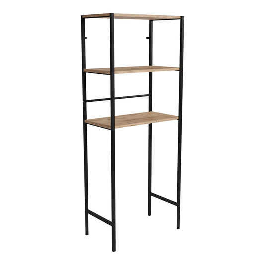 Laundry cabinet Zermin metal-melamine natural-black 70x25x150cm