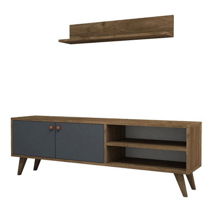 Tv Unit Aric pakoworld dark grey-walnut 140x30x45cm