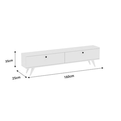 Floxie pakoworld melamine TV cabinet white 160x25x35cm