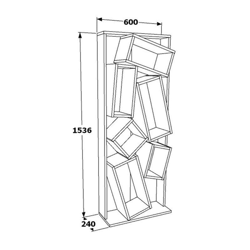 Bookcase Jamey pakoworld natural-dark grey 60x24x153,6cm