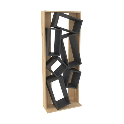 Bookcase Jamey pakoworld natural-dark grey 60x24x153,6cm