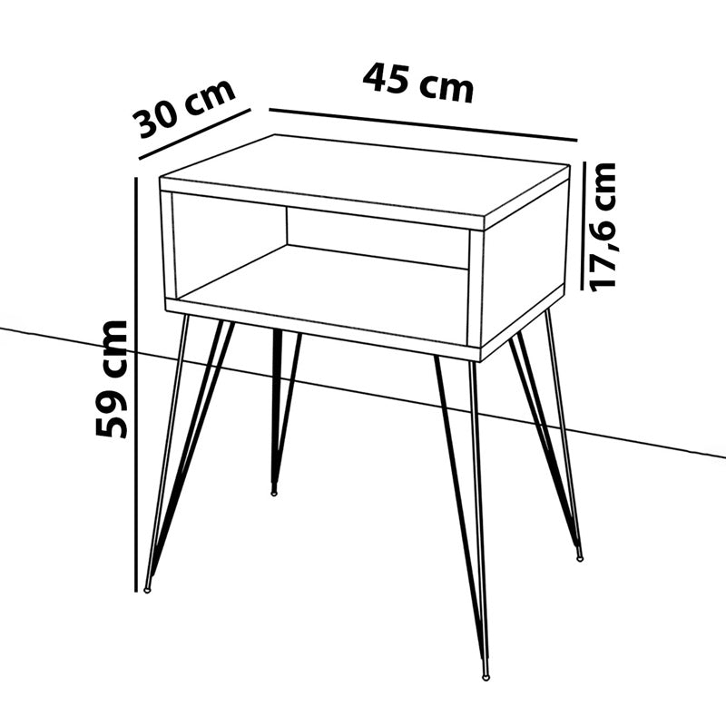 Nighstand Naida pakoworld white melamine 45x30x57cm