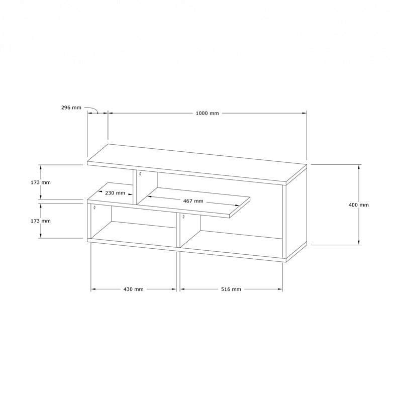 TV Stand Waldo black-dark grey melamine 100x29.5x40cm