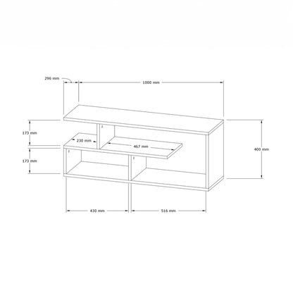 TV Stand Waldo black-dark grey melamine 100x29.5x40cm